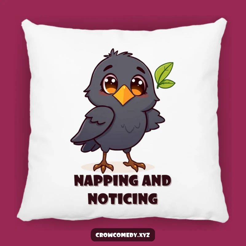 Funny Crow Leaf Pillow - Cozy Comfort for Curious Minds!