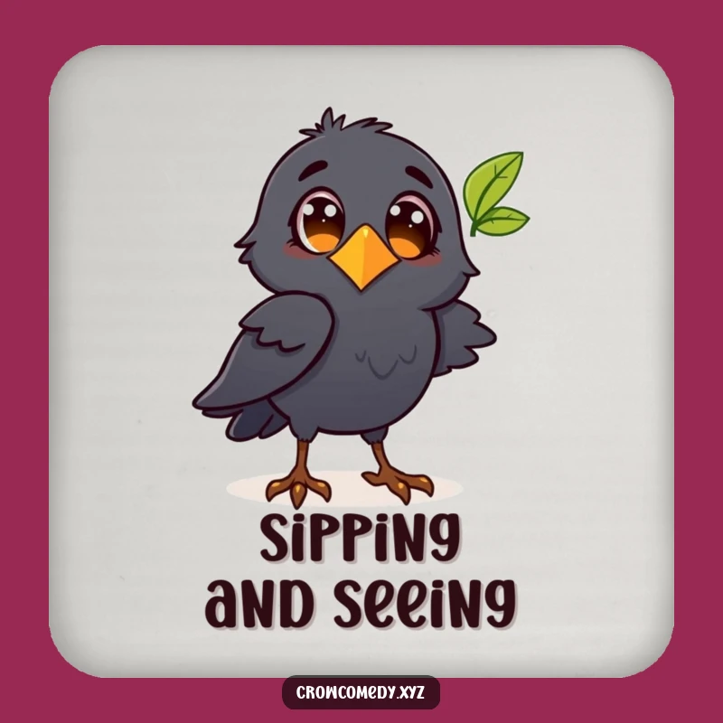 Funny Crow Leaf Coaster - Protect Surfaces with Nature's Charm!